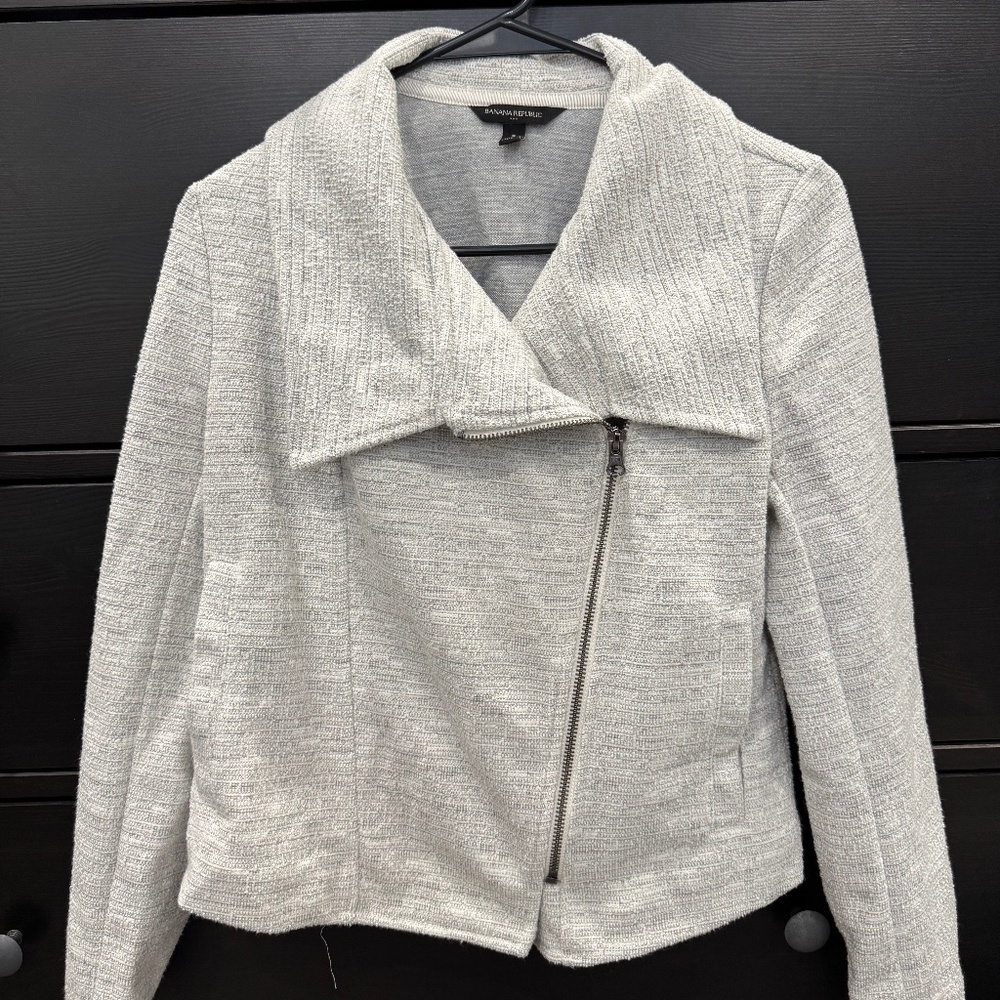 Banana Republic Collared Zipper Jacket, Grey, Size Small